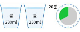 물 230ml, 물 230ml, 20분