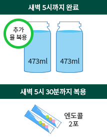 새벽 5시 30분 가스제거제(엔토콜 2포)를 복용합니다. 그후 금식 하십시오.